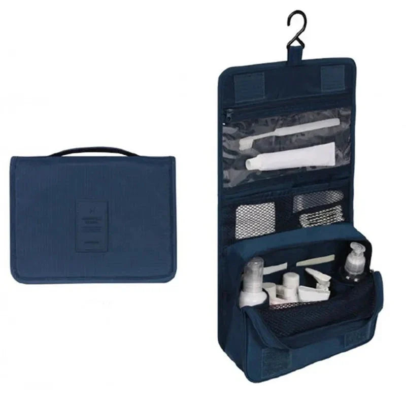 Trousse de toilette bleu marine, compartiments multiples