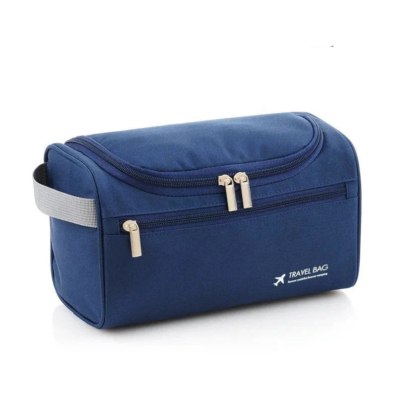 Trousse de toilette bleue avec crochet intégré