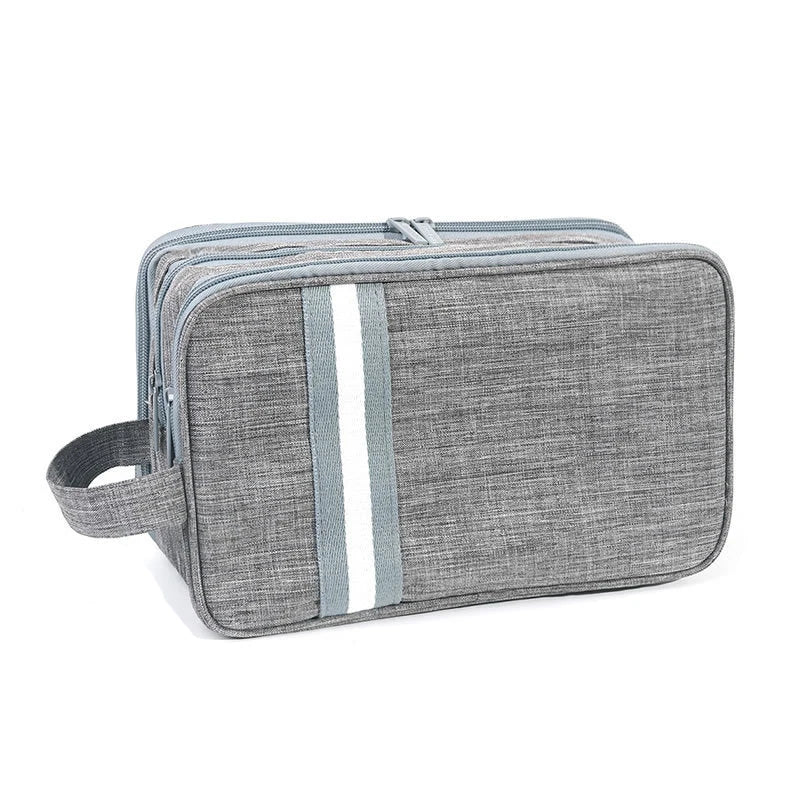 Trousse de toilette grise avec design fonctionnel et élégant