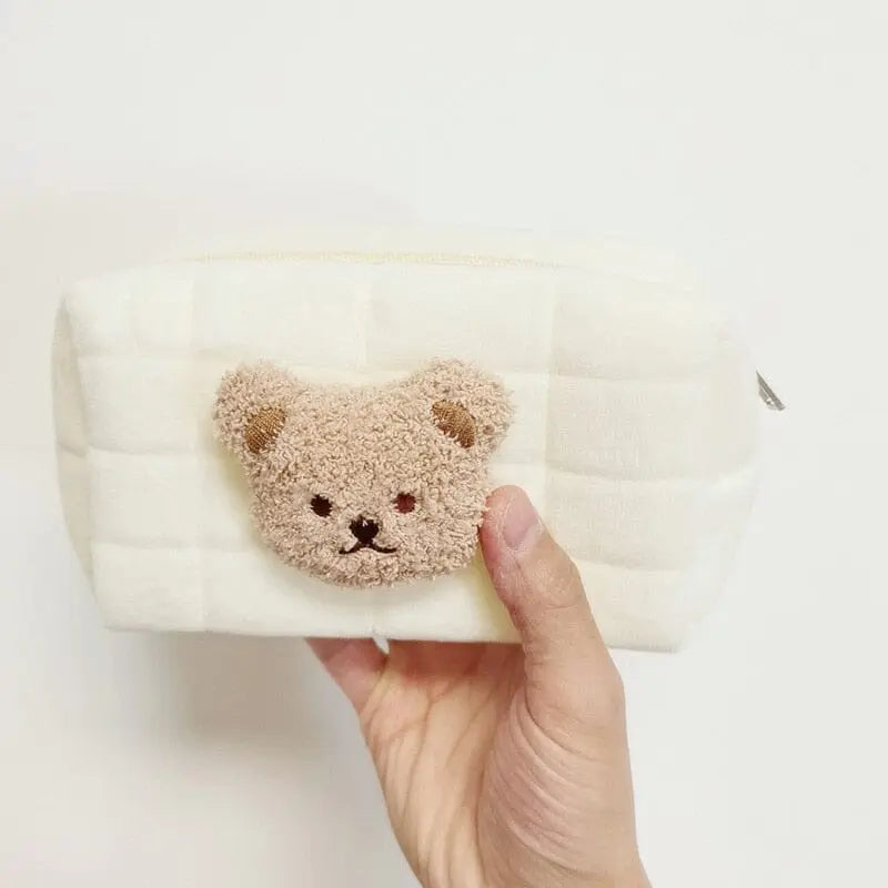 Trousse de toilette bébé avec motif ourson en coton