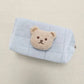 Trousse bleue pour enfant avec motif ourson brodé