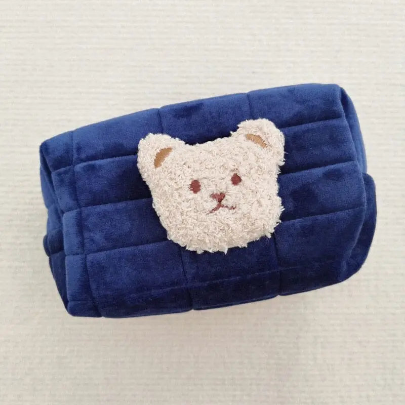 Trousse bleu marine pour enfant avec motif ourson