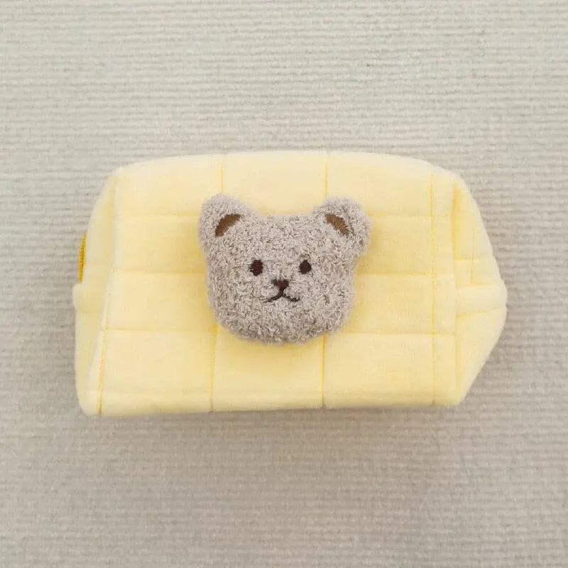 Trousse jaune pour bébé avec motif ourson en coton