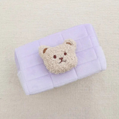 Trousse violette pour bébé avec motif ourson en coton