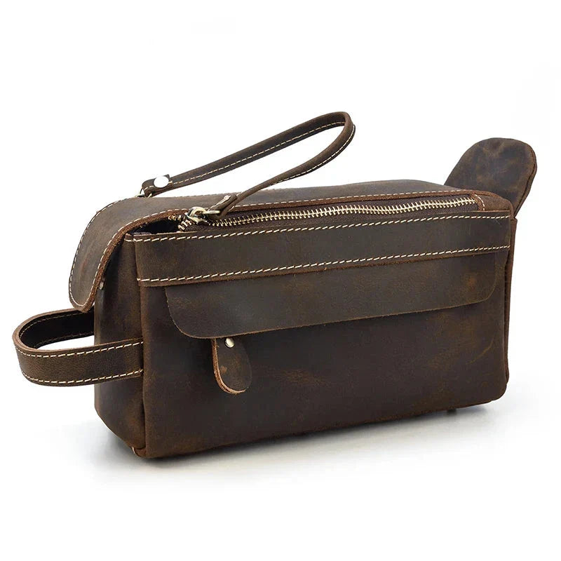 Version marron foncé de la trousse en cuir