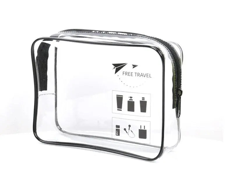 Trousse de toilette transparente avec fermeture éclair visible