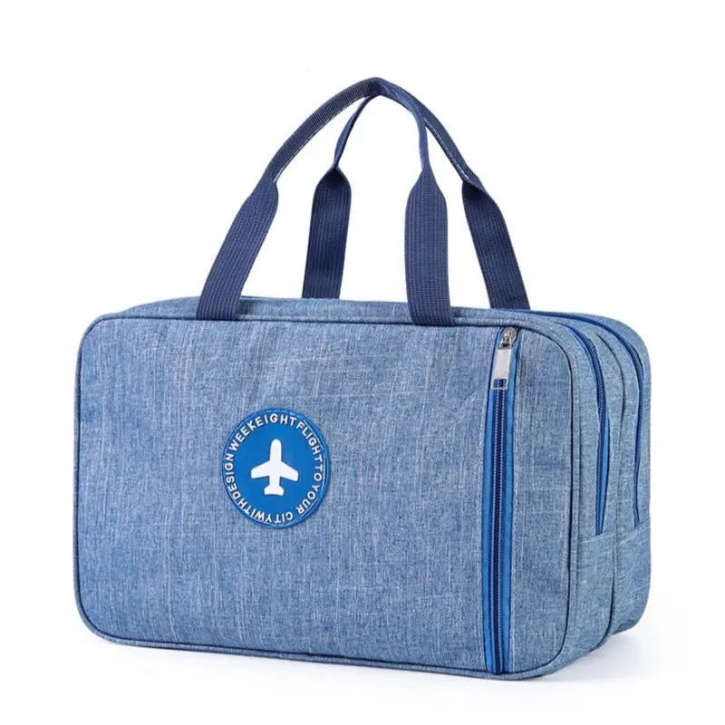 Trousse de voyage bleue avec fermeture éclair