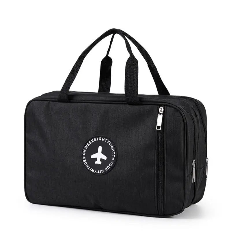 Trousse de toilette noire avec poignée intégrée