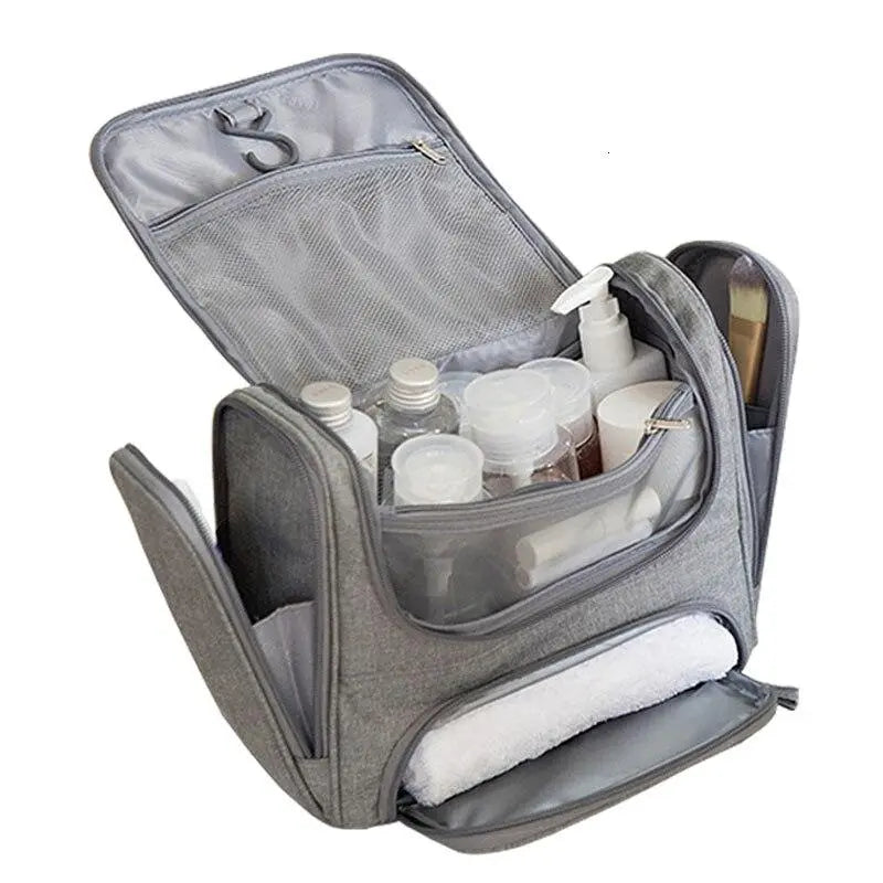 Grande trousse de toilette suspendue avec compartiments visibles