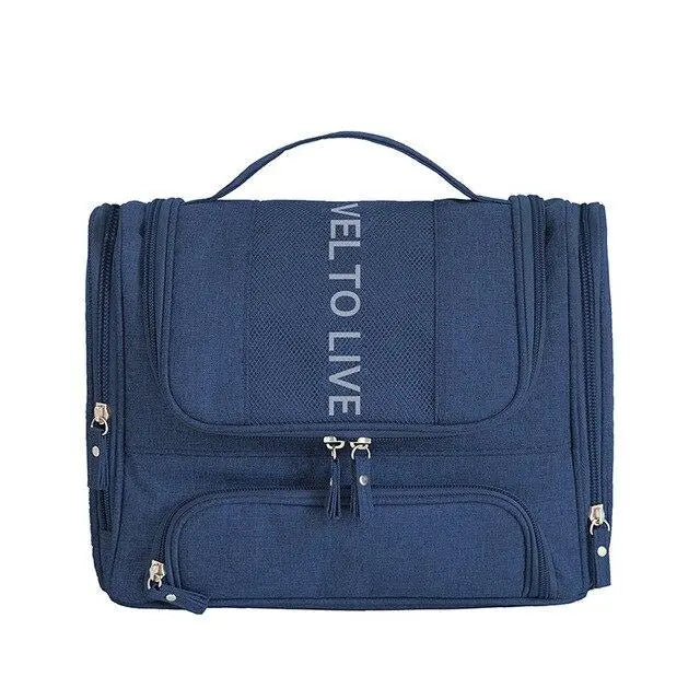 Trousse de toilette bleu marine avec crochet et poches multiples