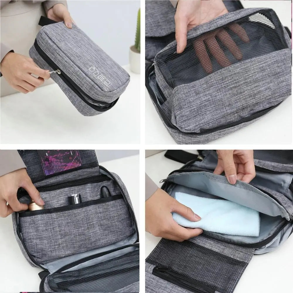 Trousse de toilette compacte en nylon oxford fermée