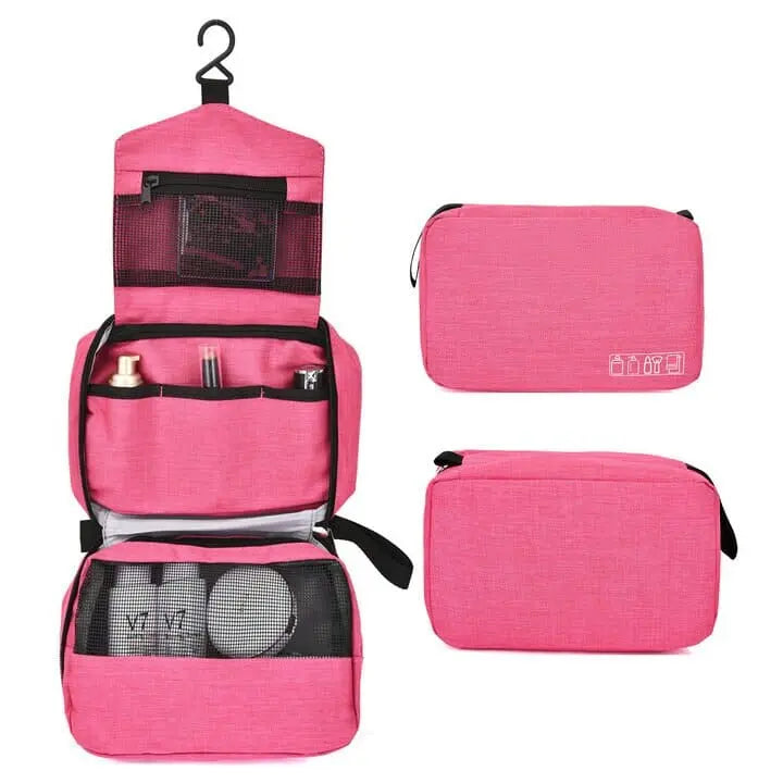 Trousse rose compacte avec zip et poignée latérale