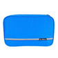 Trousse de toilette bleue, vue de dessus avec zip visible