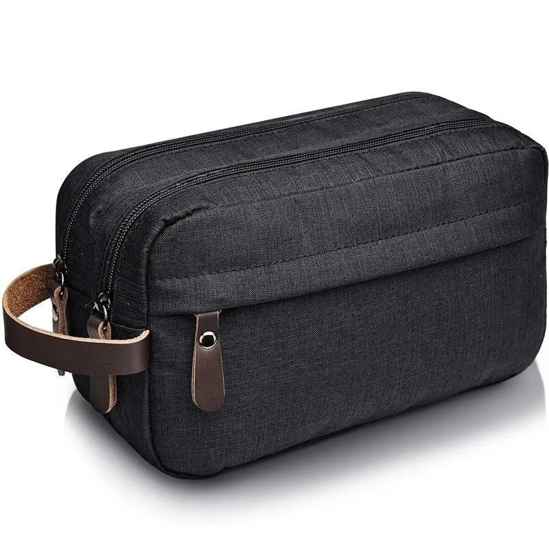 Trousse de toilette noire avec poignée de transport