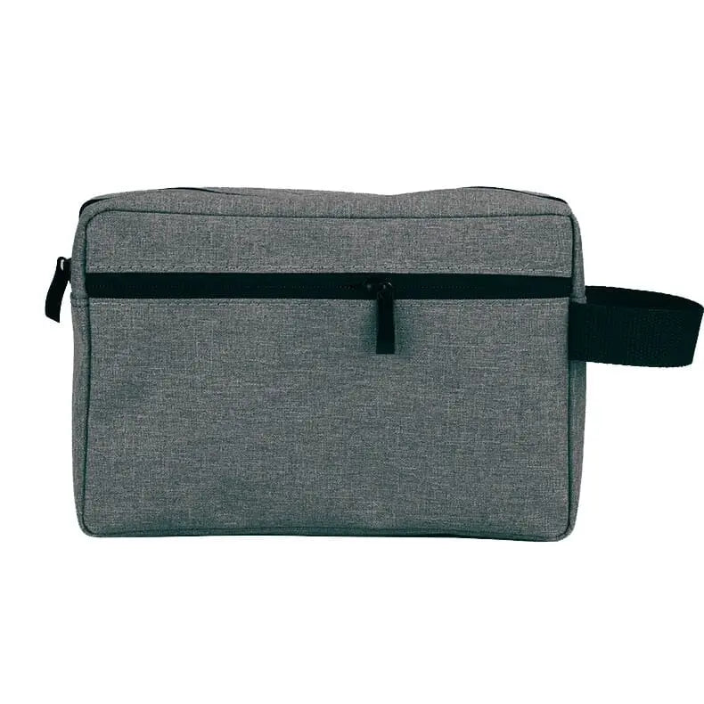 Vue de dessus d'une trousse de toilette anthracite
