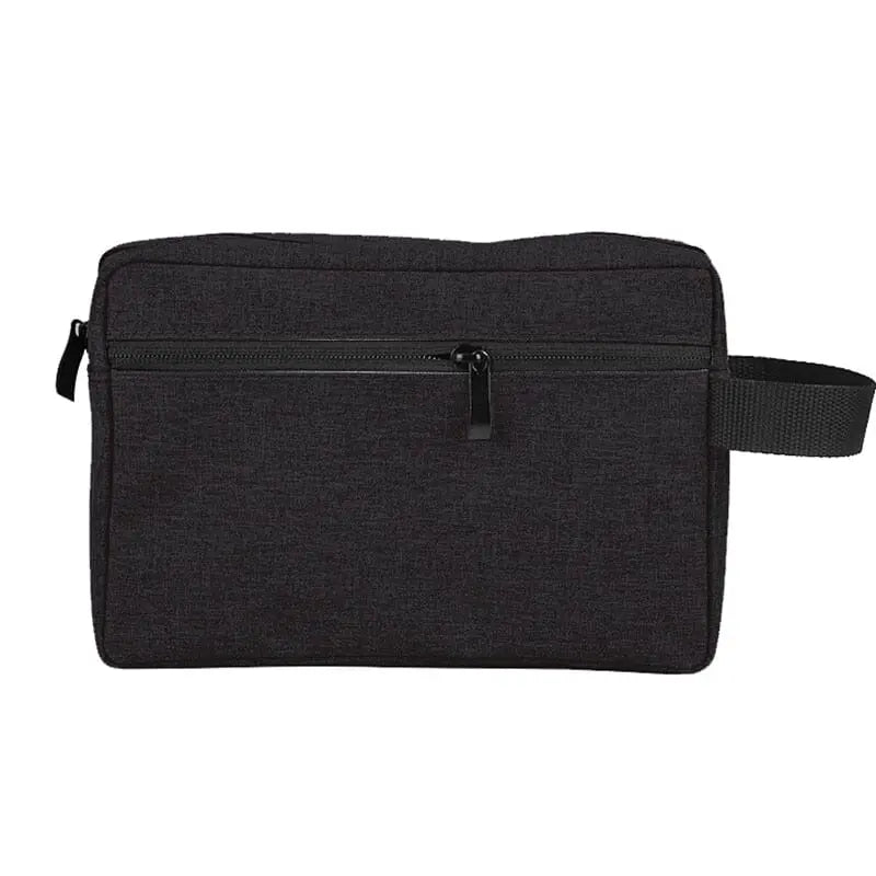 Trousse de toilette noire avec détails en nylon