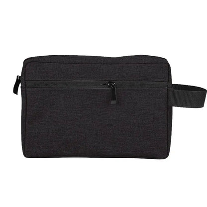 Trousse de toilette noire avec détails en nylon
