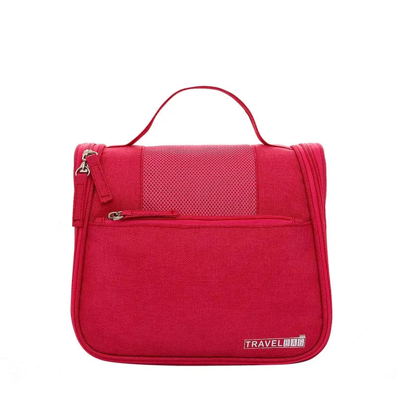 Trousse de toilette rose avec crochet pour suspension