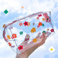 Trousse transparente avec motif floral vue de face