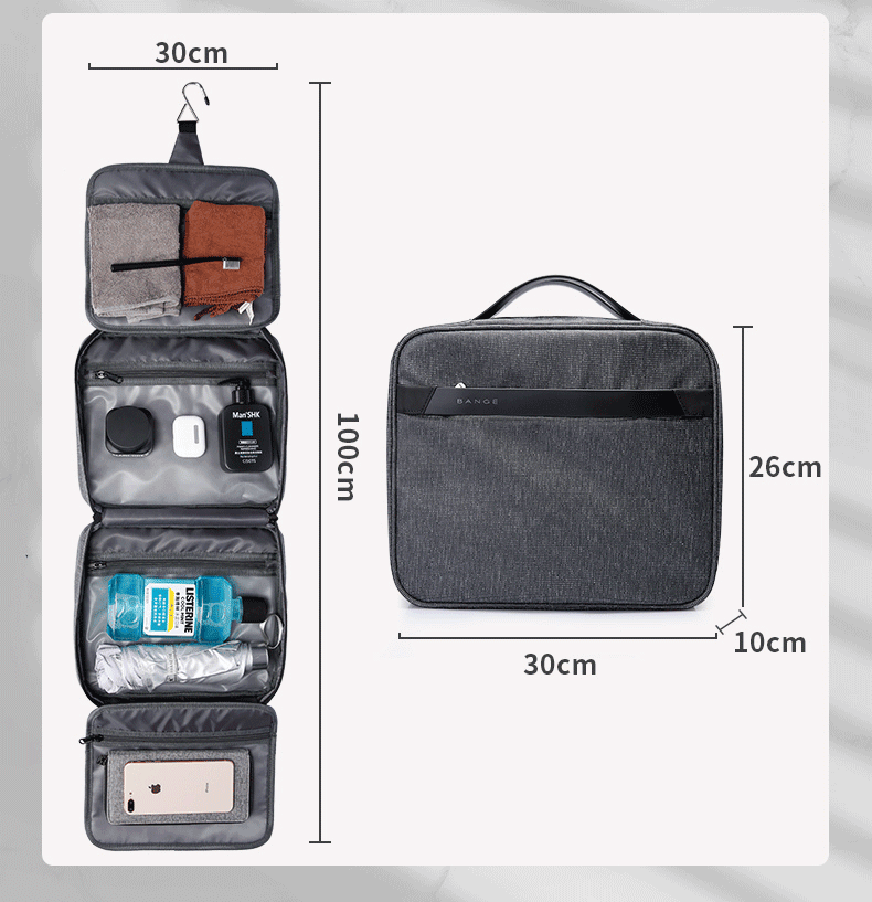 Trousse de toilette fermée avec poignée de transport en polyester