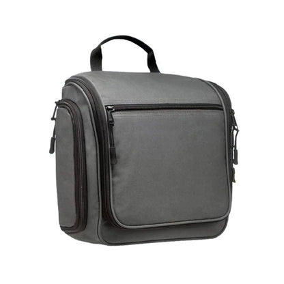 Trousse de toilette grise en polyester, compacte et fonctionnelle