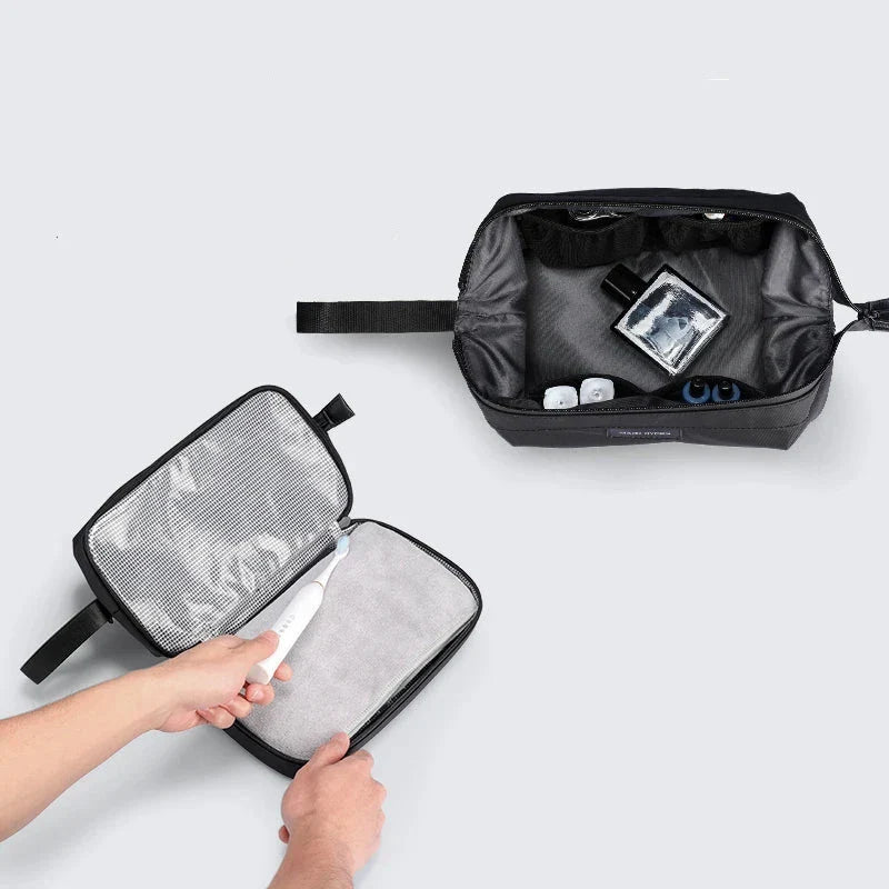 Trousse de toilette en tissu oxford et polyester, vue de dessus