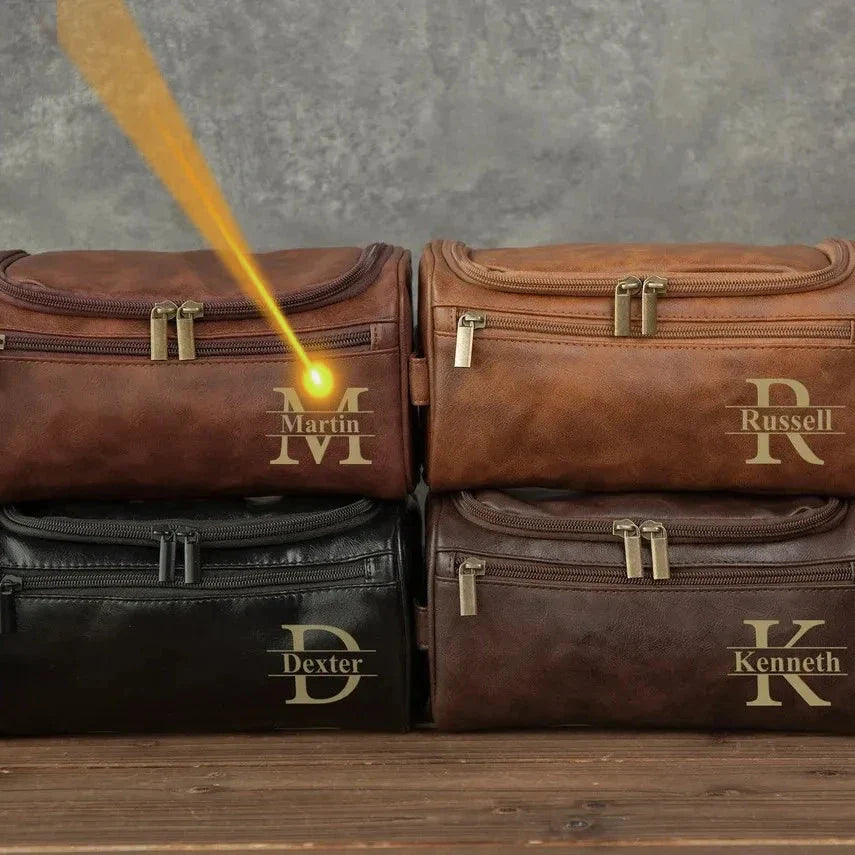 Trousse marron clair avec poignée et fermeture éclair