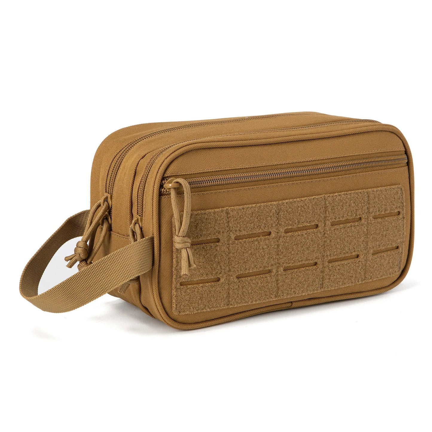 Trousse de toilette camel avec poignée de transport pratique
