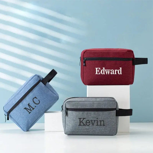 Trousse de toilette bleu ciel en tissu Oxford, compacte et pratique