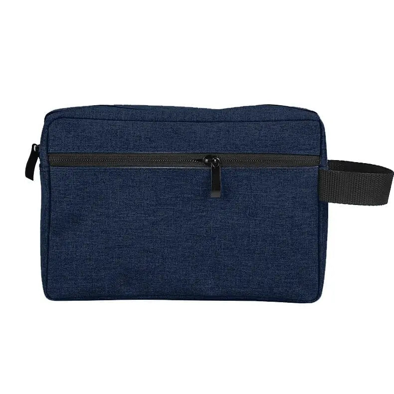 Trousse de toilette bleu marine en tissu Oxford, vue de côté