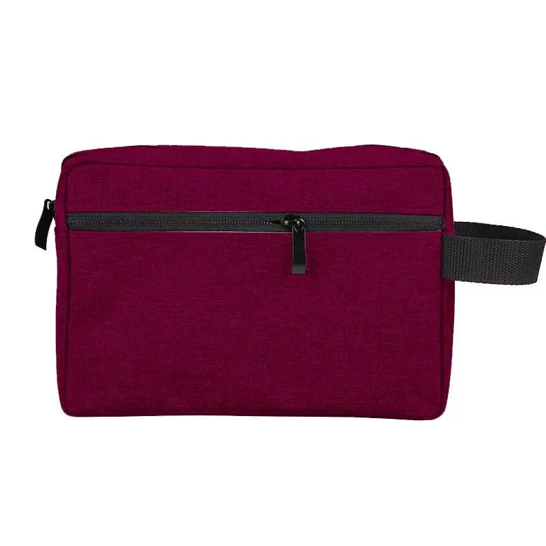 Trousse de toilette bordeaux en tissu Oxford, poignée visible