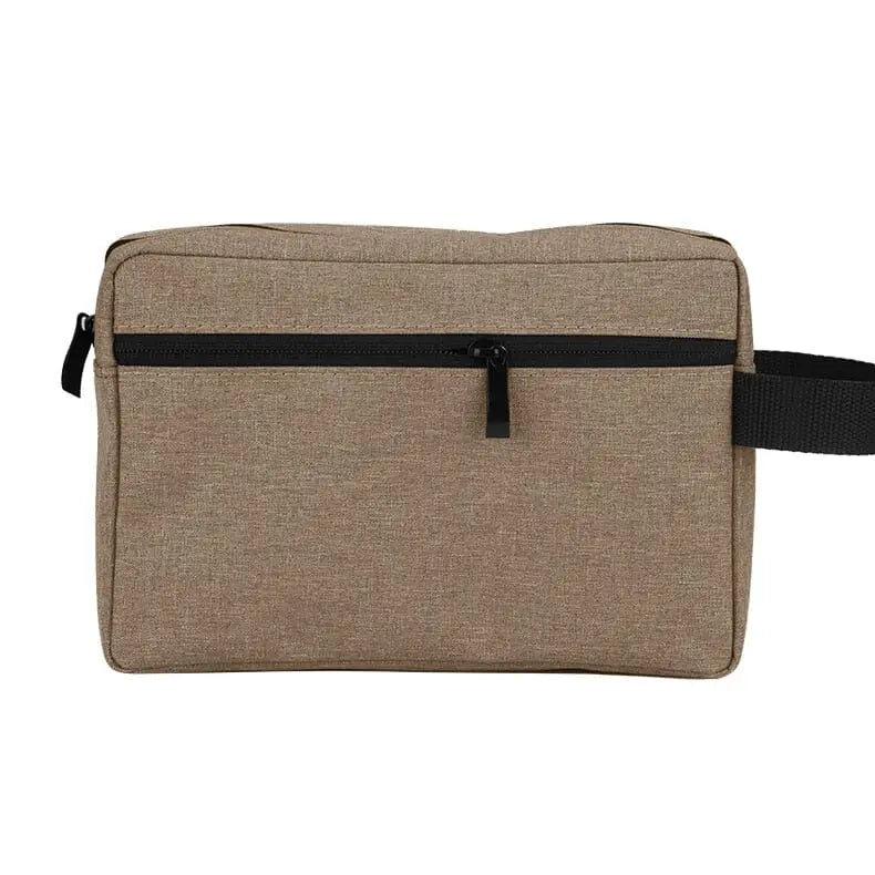 Trousse de toilette marron en tissu Oxford avec fermeture éclair
