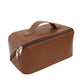 Trousse marron avec compartiments et initiales dorées