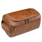 Trousse de toilette camel suspendue, élégante et pratique