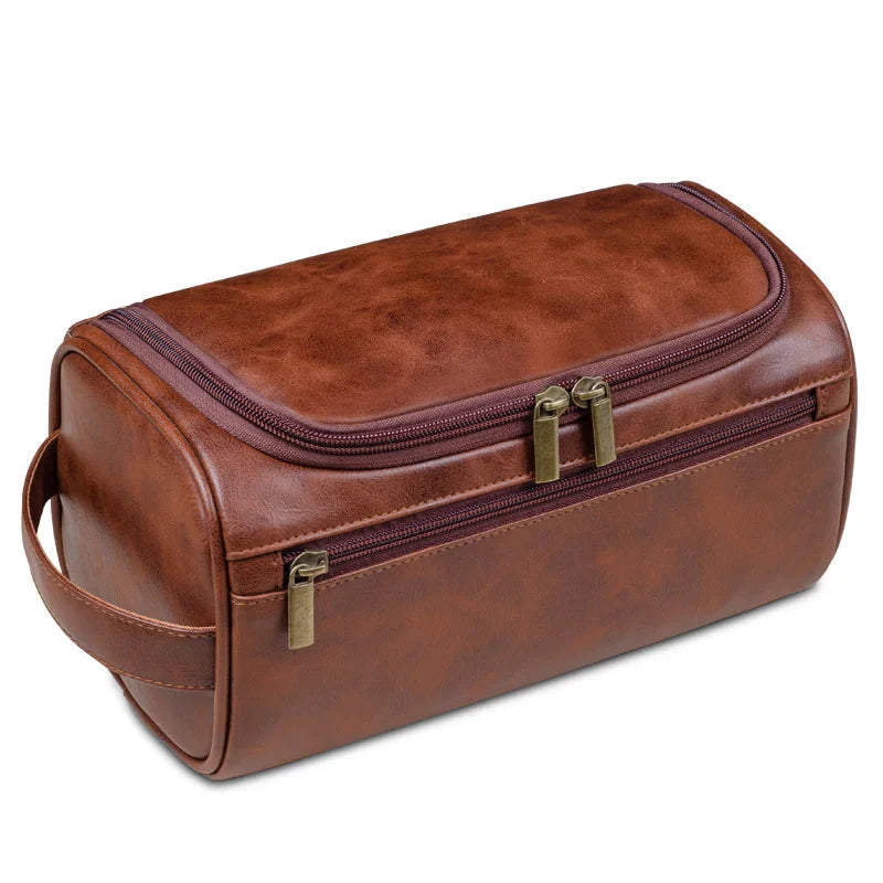 Trousse marron pour homme avec crochet, vue latérale