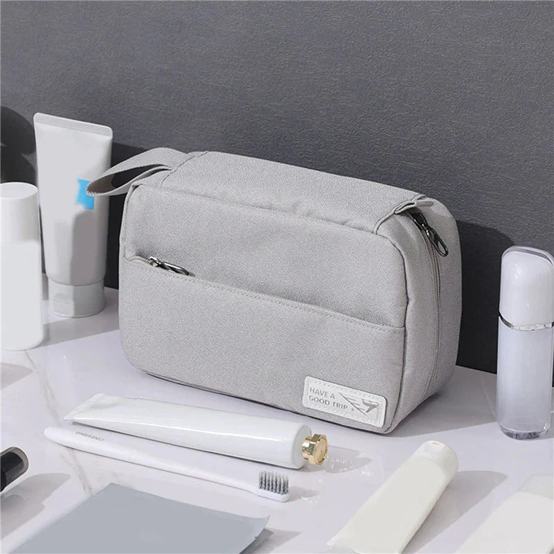 Trousse de toilette grise, en tissu oxford et polyester