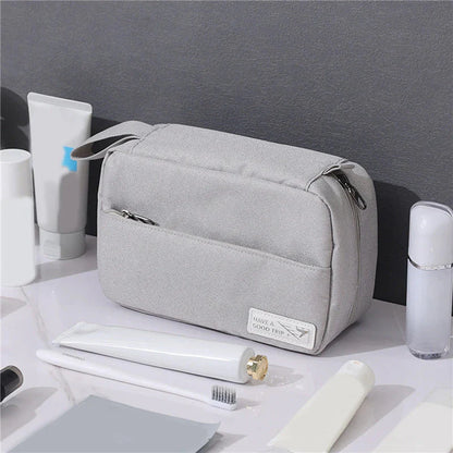 Trousse de toilette grise, en tissu oxford et polyester