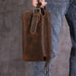 Poignée latérale robuste de la trousse en cuir marron