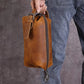 Trousse de toilette en cuir vintage avec fermeture éclair