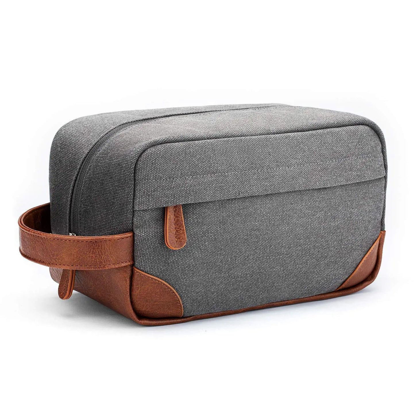 Trousse de toilette grise, compacte et légère