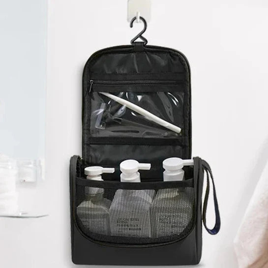 Trousse de toilette suspendue avec crochet en métal