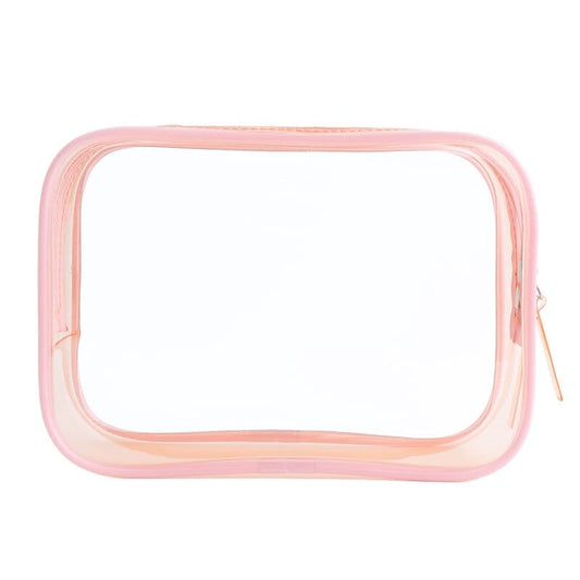 Trousse de toilette transparente rose avec fermeture éclair