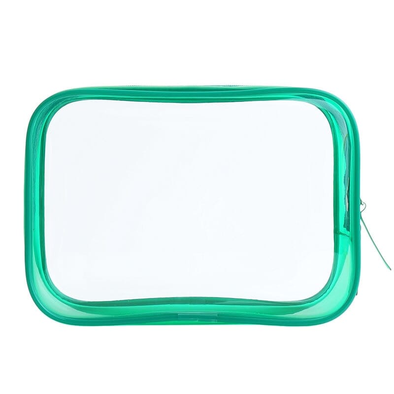 Trousse de toilette transparente avec fermeture éclair verte