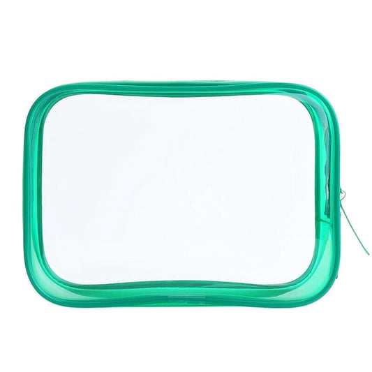 Trousse de toilette transparente avec fermeture éclair verte