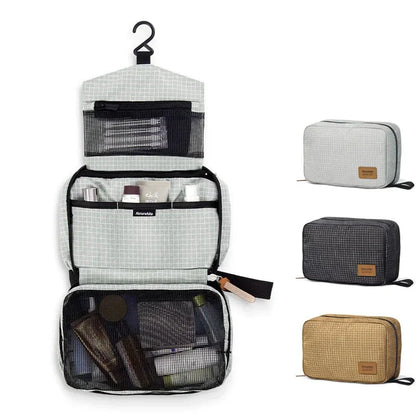 Trousse de toilette marron suspendue, idéale pour le camping