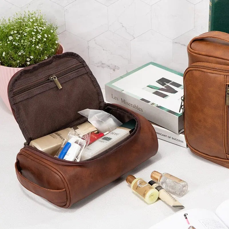 Trousse de toilette vintage en PU avec fermeture éclair