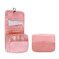 Trousse de toilette rose, compartiments ouverts