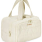 Trousse de toilette beige avec détails matelassés élégants