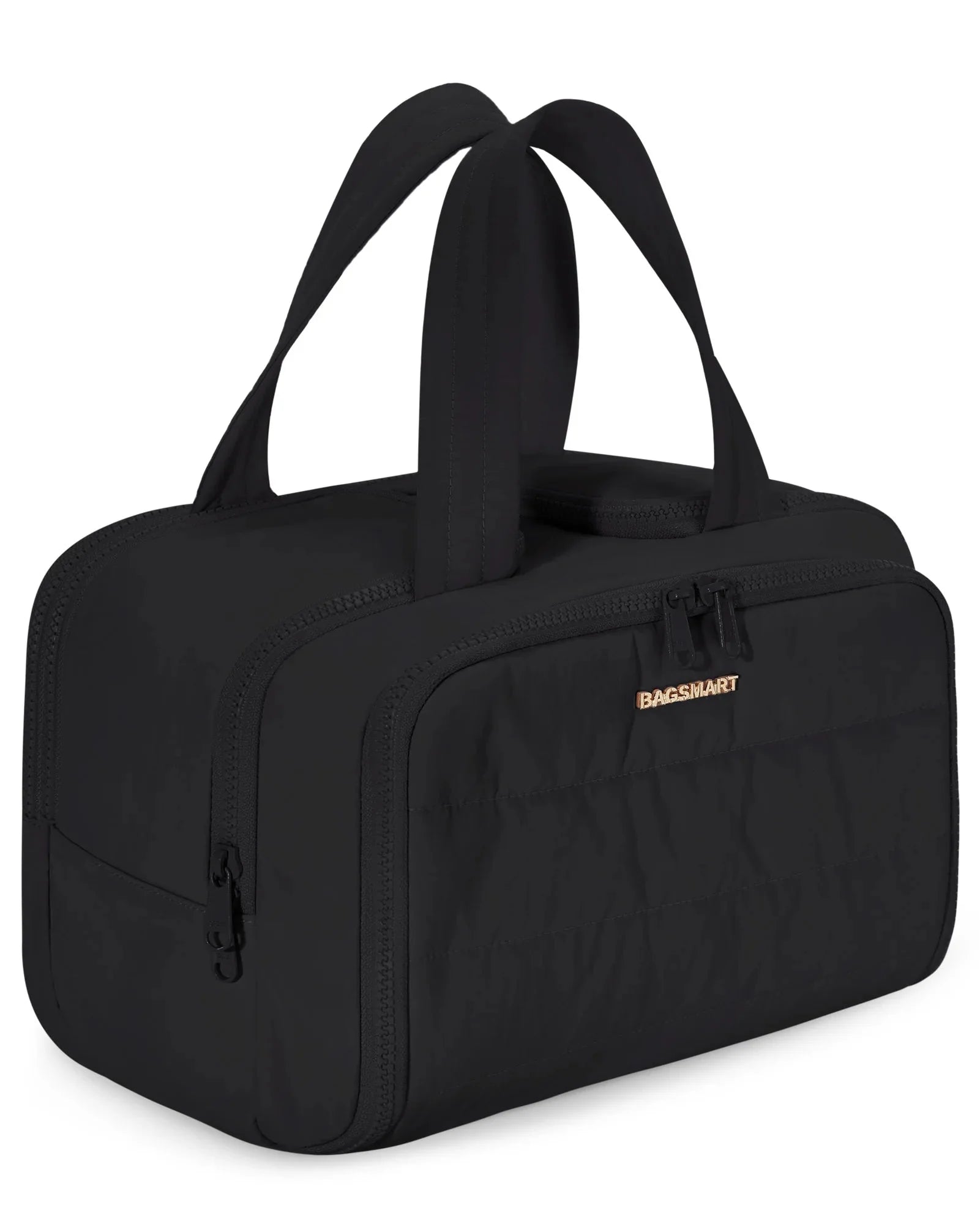 Trousse de toilette noire avec grande ouverture zippée