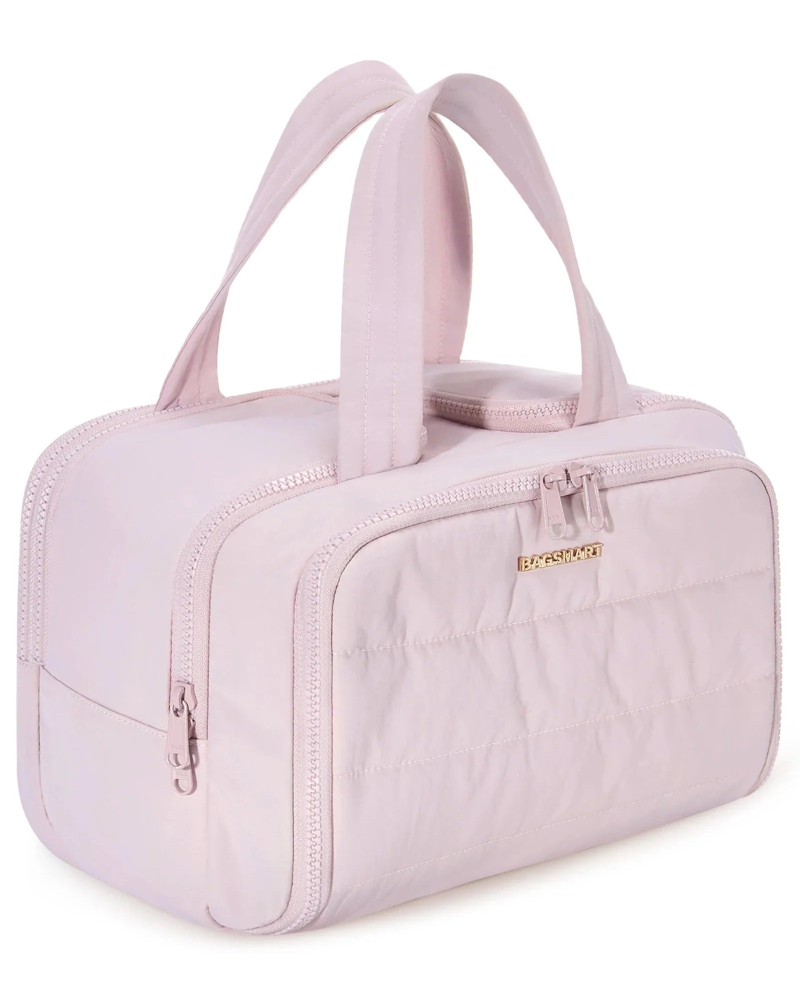 Trousse de toilette rose clair avec poignée robuste
